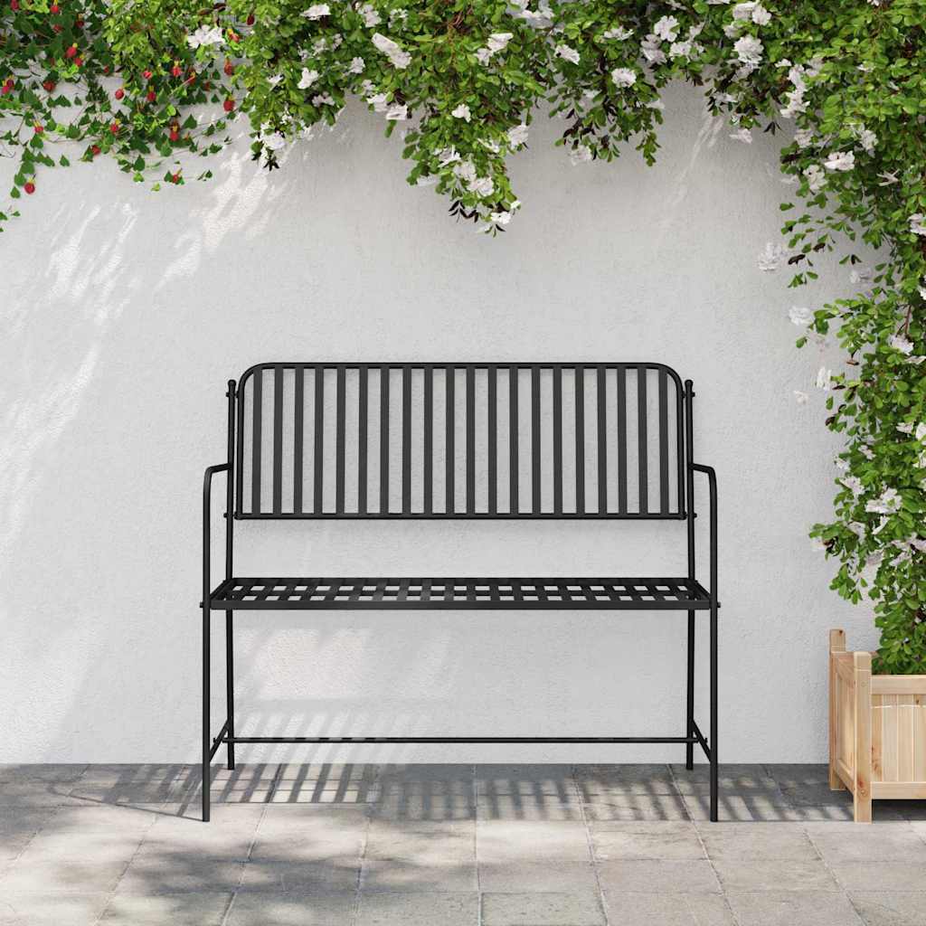 Garden Bench Black 104 x 54 x 93cm Steel